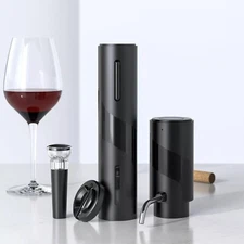 Rechargeable Electric Wine Bottle Openers Set, Vacuum Stopper,Foil Cutter Pourer