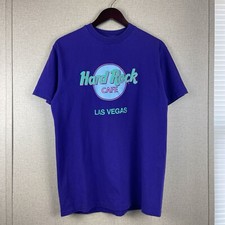 Vintage 80s Hard Rock Cafe Las Vegas T Shirt Purple Mens Large Hanes USA Made