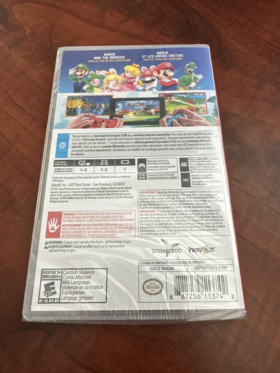 New Sealed Mario + Rabbids Kingdom Battle Nintendo Switch