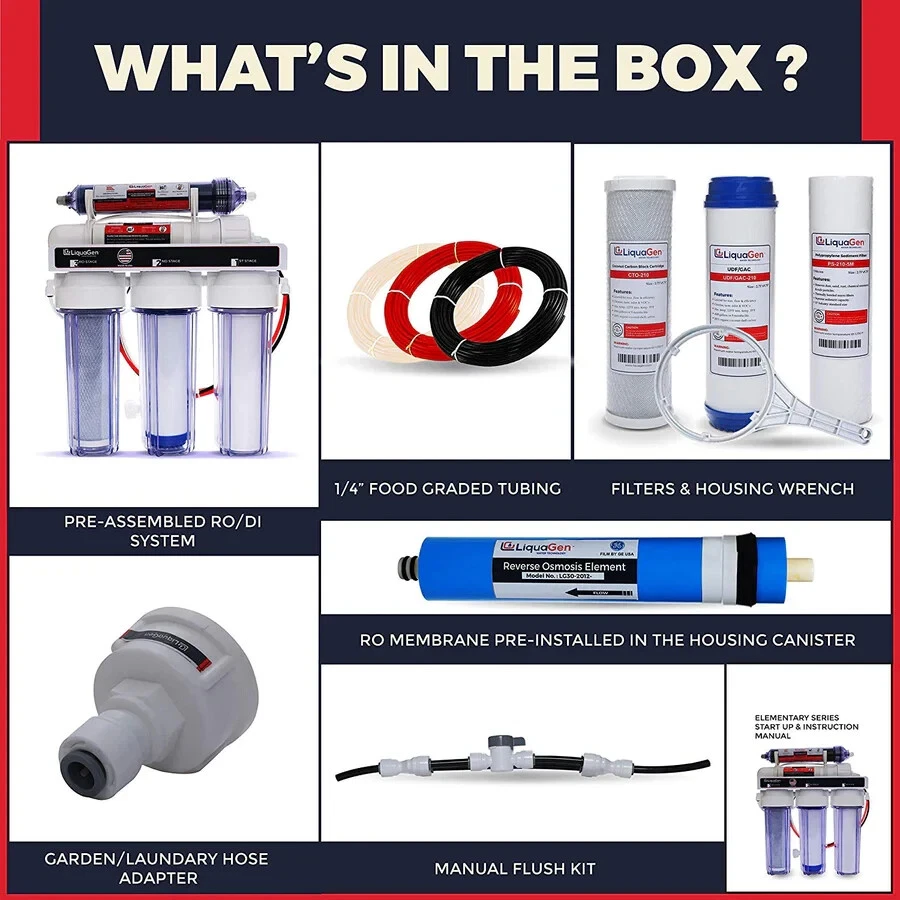LiquaGen Aquarium Reef 75 GPD Reverse Osmosis 5 Stage RO/DI System MADE IN USA - Image 2 of 4