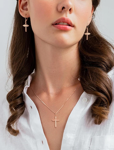Infinity Cross Necklace Jewelry Gifts for Mom Women 925 Sterling Silver Pendant - Picture 2 of 6