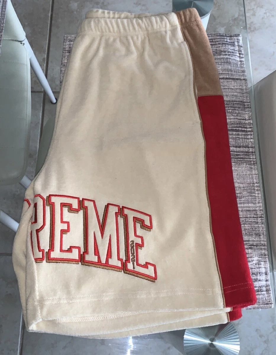 Supreme SS21 Terry Basketball Shorts Mens Medium Tan Red New Authentic 2023