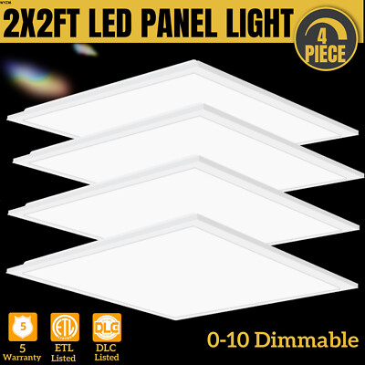 4Pcs 2X2FT LED Flat Panel Light 45W Dimmable Drop Ceiling Recessed Troffer Light