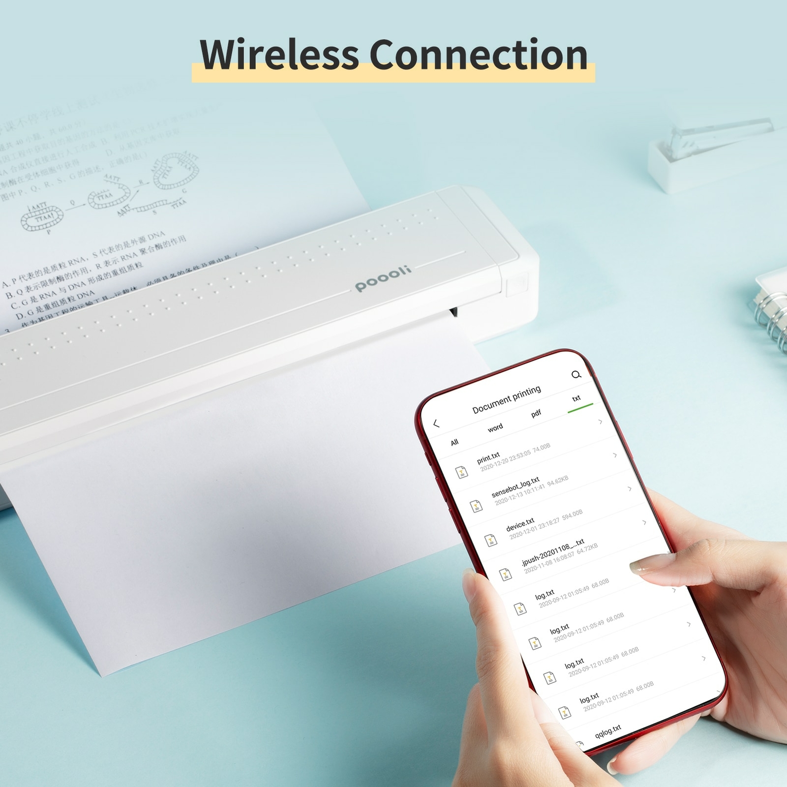 Imprimante portable A4 Bluetooth 300dpi noire avec technologie transfert thermique direct
