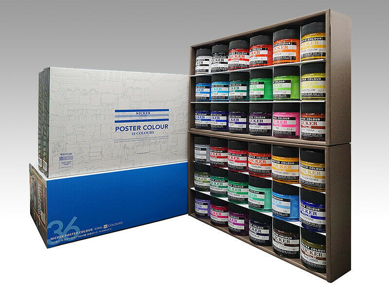 その他 NICKER POSTER COLOUR 36c set Nicker - Poster Colours - Set of 36 Colours - 20mL Tubes
