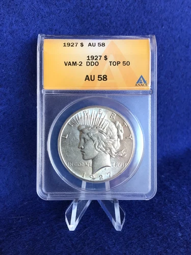 1927 DDO DOUBLED DIE OBVERSE VAM-2 PEACE DOLLAR $1 *ANACS AU58 CHOICE AU* TOP 50