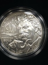 2016 Mark Twain Commemorative Uncirculated Silver Dollar with Box & COA