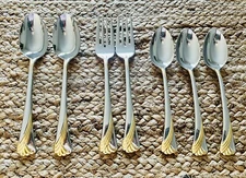 LENOX 18/8 Japan Stainless Flatware KELLY GOLD 7 Piece Replacement Set