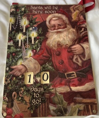 Santa Will Be Here Soon Countdown Calendar Wall Decor 15x11