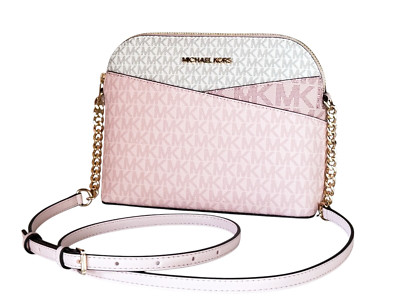 MICHAEL KORS JET SET TRAVEL DOME CROSSBODY BAG COLORBLOCK MK PINK MULTI