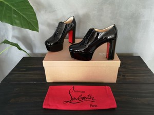 black patent leather platform boots