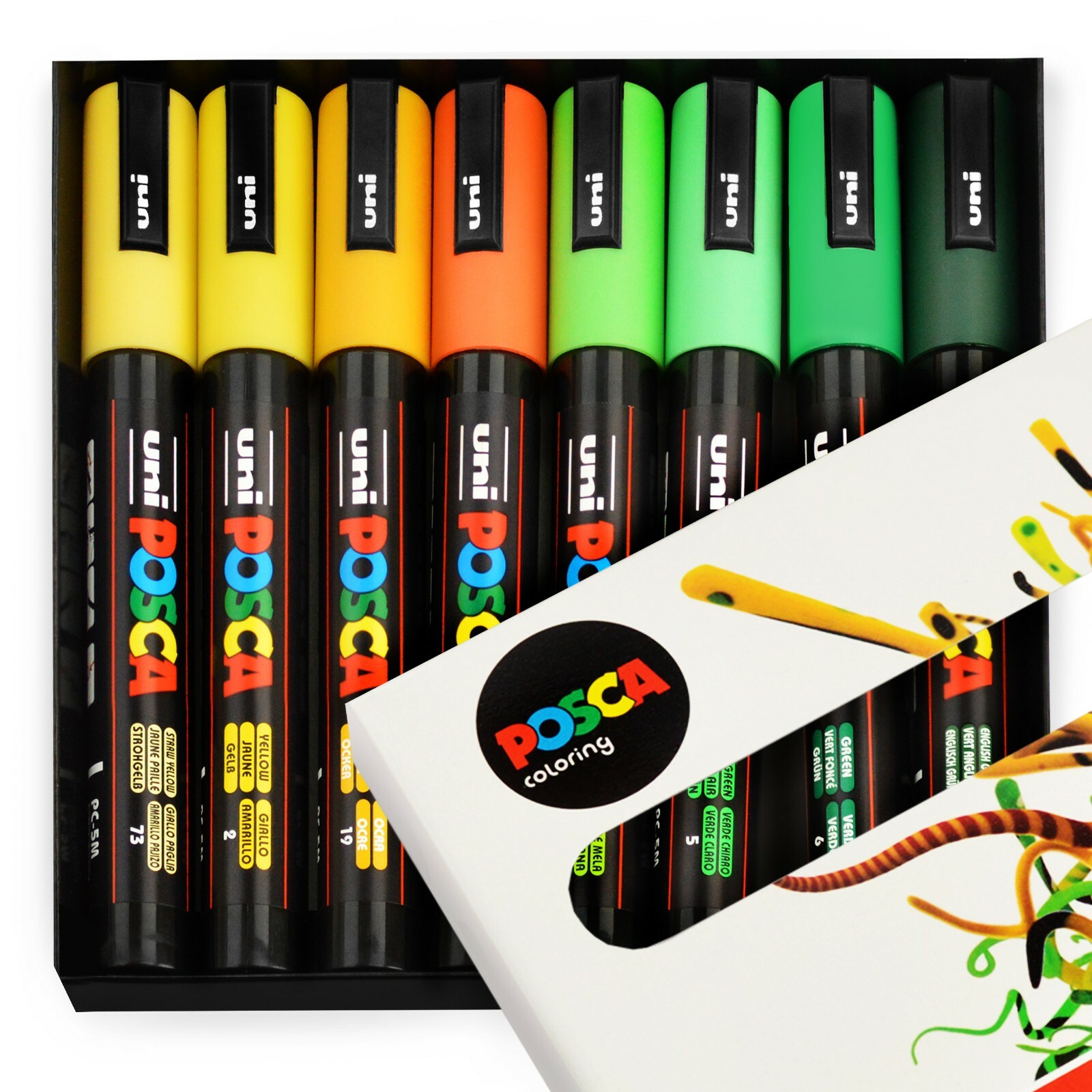 UniBall POSCA PC5M Paint Marker Art Pens Citrus Tones 8 Pens in
