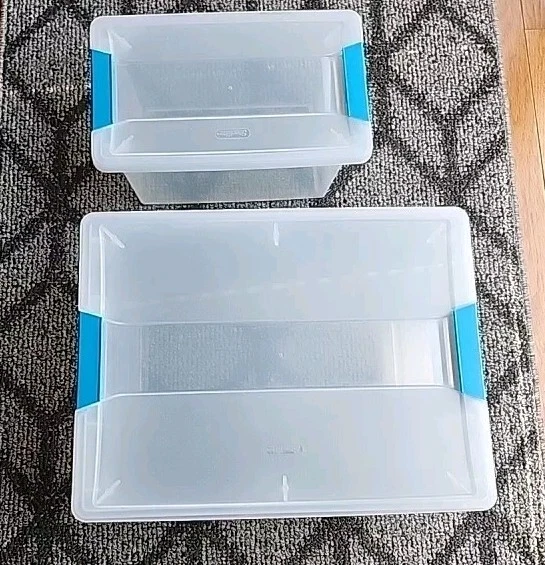 Lot of 2 Sterilite Plastic Medium Small Clip Storage Box Container Latching Lid - Image 2 of 4
