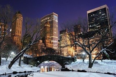 Wandbild: New York City Manhattan Central Park panorama in winter with [...]