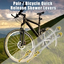 1 Pair Bicycle Quick Release Axles Skewers Front Rear 140mm 180mm Gold Tone