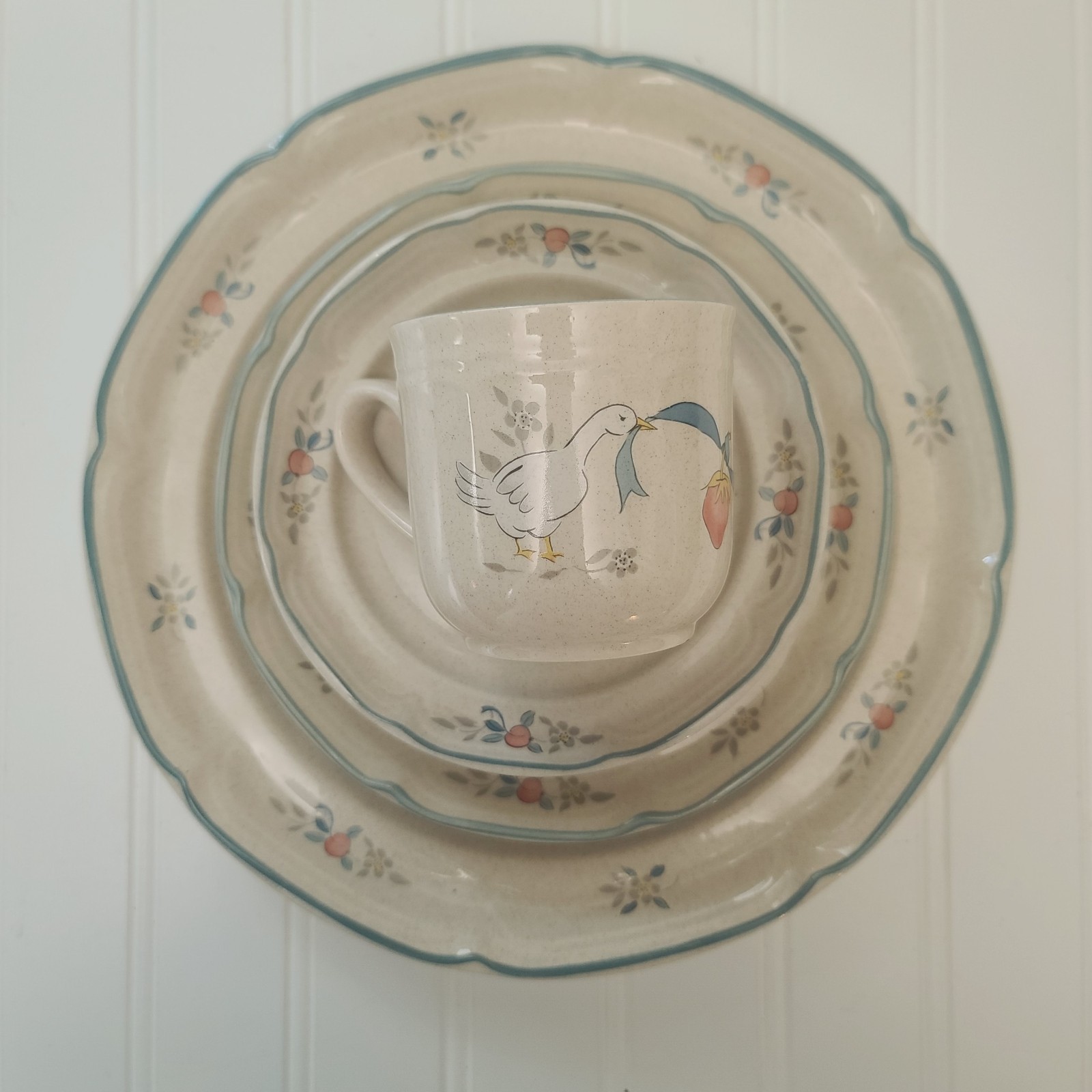 Vintage INTERNATIONAL CHINA Marmalade Geese Goose Duck Country Cottage Dish Set