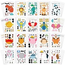 Animal Sticker Face for Kids Crafts, 100 Reusable Stickers