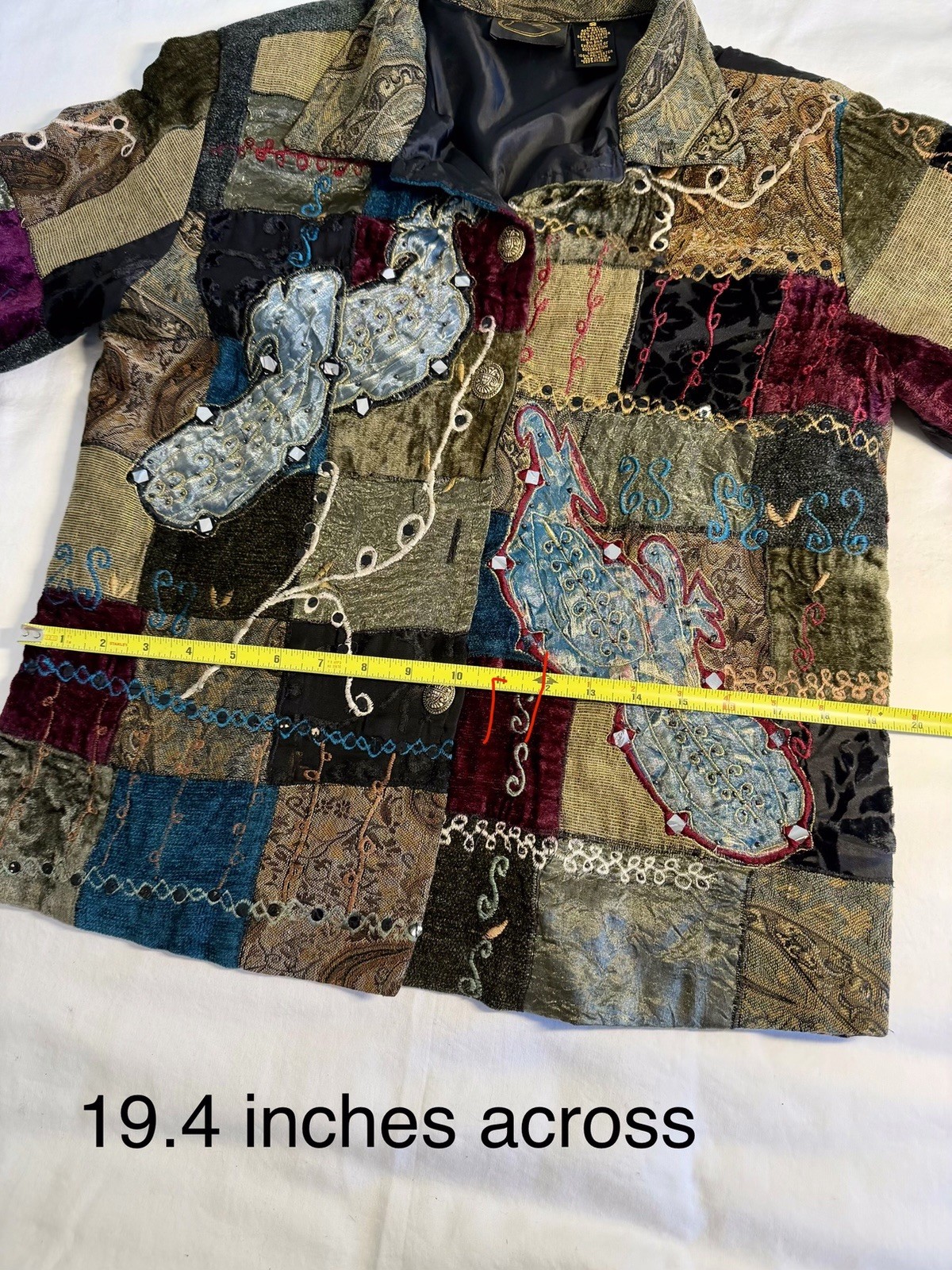 Julia Liu Multicolor Patchwork Embroidered Sequin… - image 7