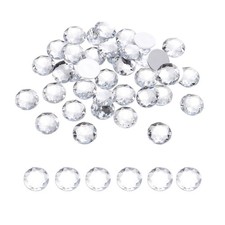 50Pcs Flat Back Round Rhinestones 12mm SS45 White Crystal Rhinestones