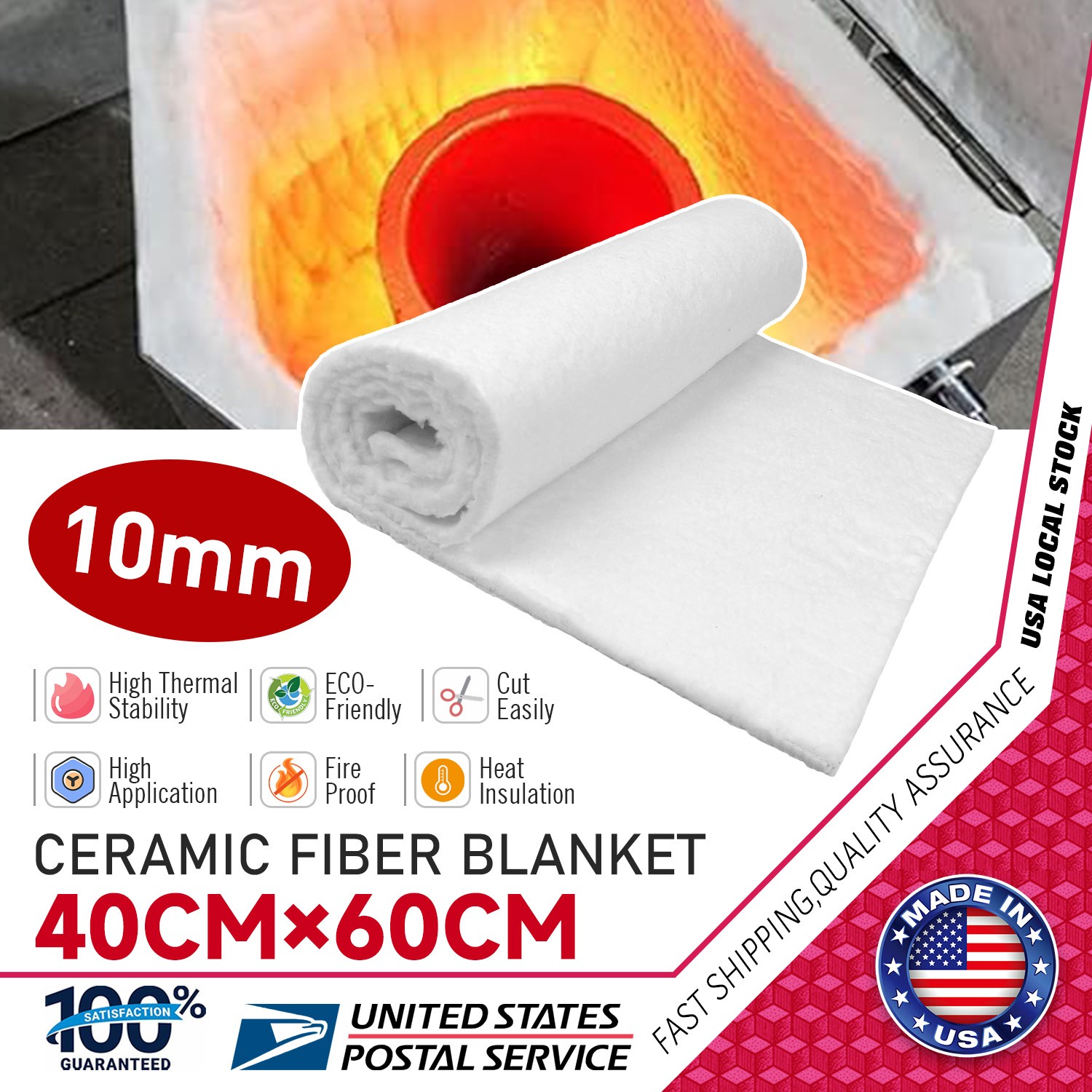 white 23.6inch x 15.75inch Ceramic Fiber Insulation Mat For Fireplace, Chimney