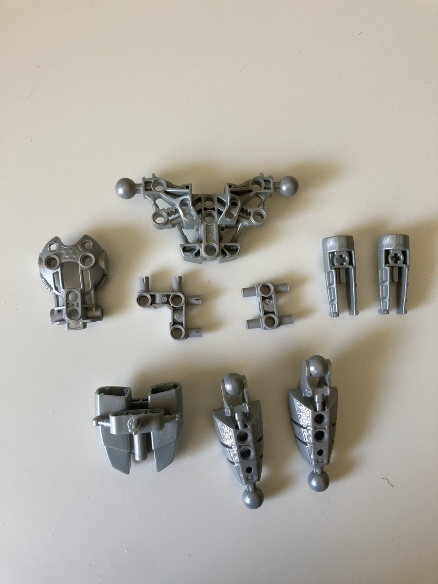 LEGO VINTAGE BIONICLE 9-PIECE SILVER LOT FOR COOL MOC OR CUSTOM