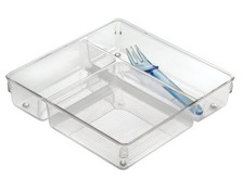 InterDesign 53530 Plastic 3-Compartment Drawer Organizer 2 H x 9 W x 9 D in.