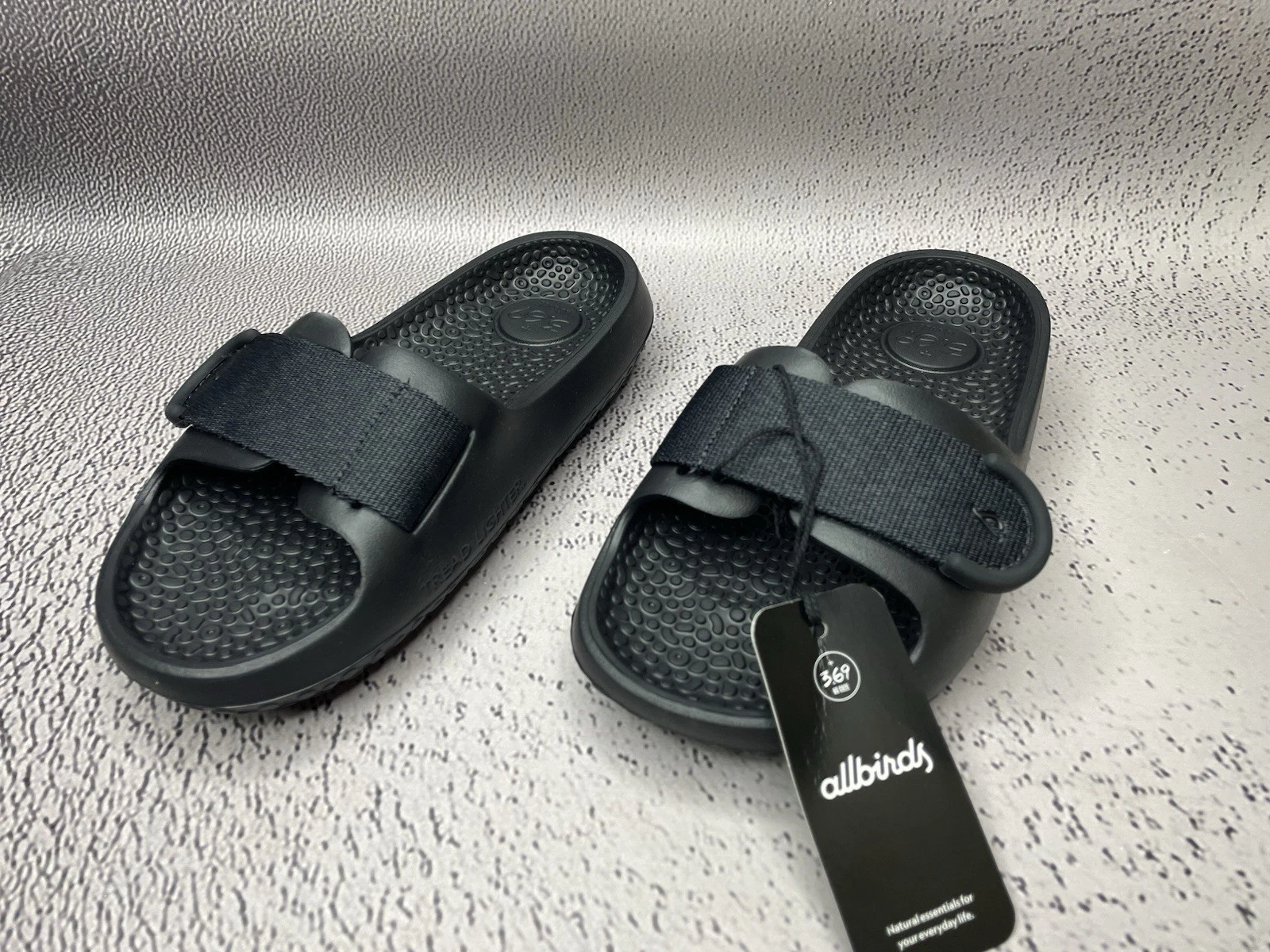 Allbirds Unisex Sugar Sliders Slide Sandals Black Eco Friendly Size W 7 M 5
