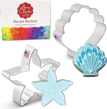 Ann Clark Beach Cookie Cutter 2-Pc. Set Made in USA, Starfish and Seashell