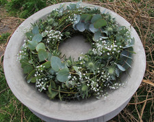 Kranz 50 cm Eukalyptus grün weiss grau Natur...