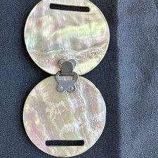 Vintage Mother of Pearl Belt Buckle Abalone Shell Disc 2  Iridescent Natural