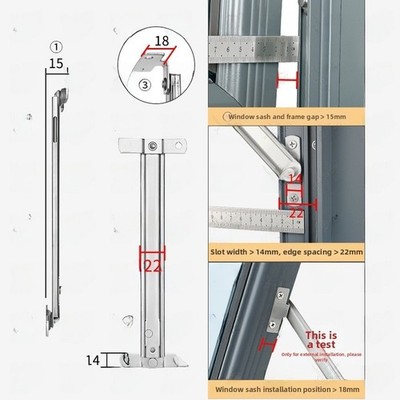 304 SS Fensterstrebe f��r oben aufgeh?ngte Fl��gel f��r Fenster glatter Schiebe