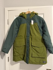 Lands End Squall Winter Parka Jacket Green Waterproof Insulated Hooded XL/P 18