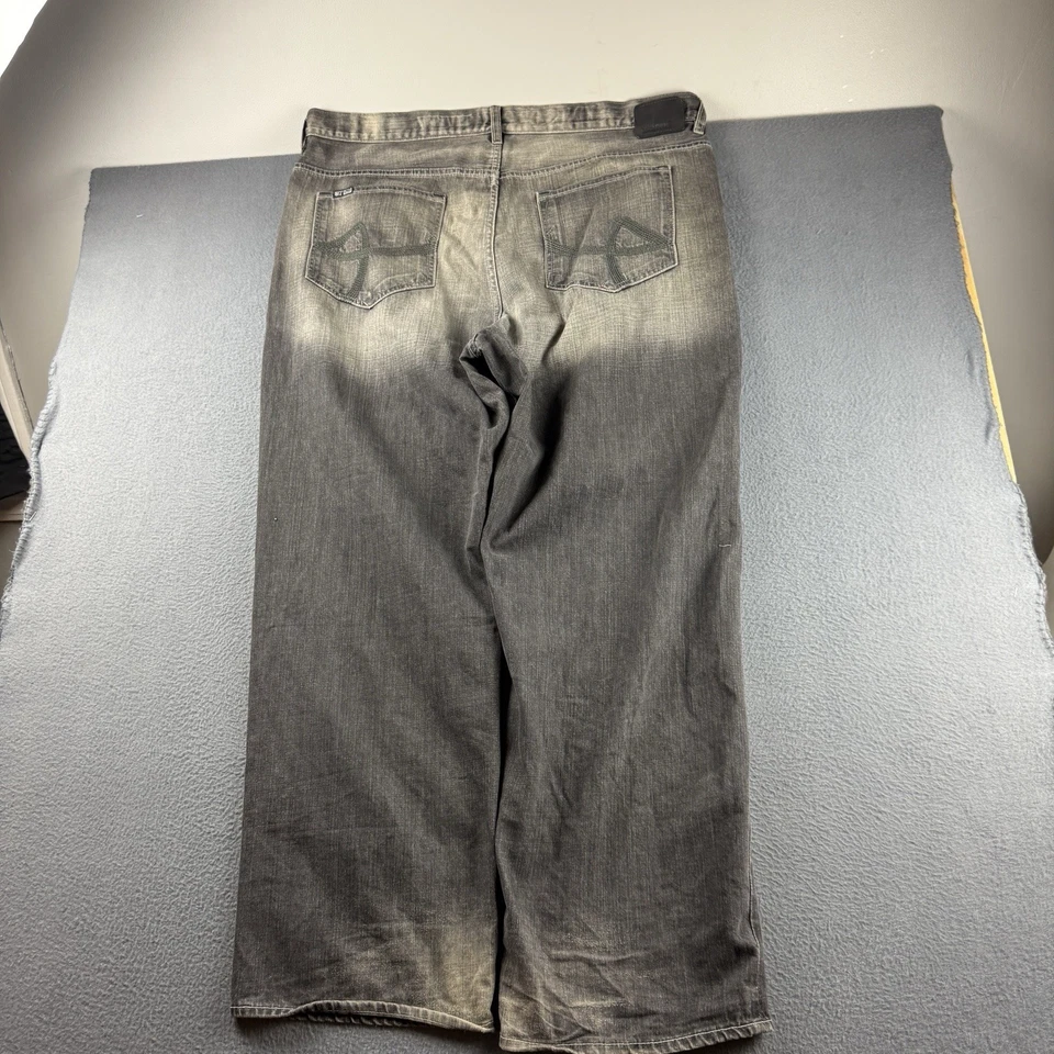 Pantalones de mezclilla Ecko Unltd para hombre 45x33* grises holgados Kings of Creativity pierna ancha Y2K vintage Foto 3 de 4