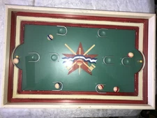 Rare DEPT 56 WOOD Marble TILT GAME Glass Case CROQUET Polo WALL Hanger ART 20x13