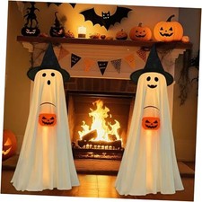 Halloween Decorations Indoor Outdoor, 2 Packs Light Up Spooky Ghost