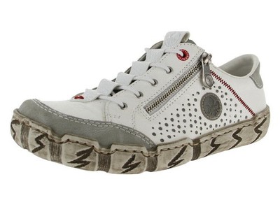 Rieker Damen Slipper Halbschuhe cement/weiss/weiss
