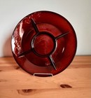 Vintage Red Glass Divided Plate - France - 10 inch — photo 1