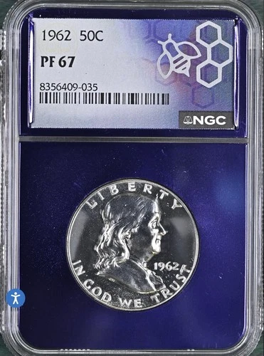 1962 Proof Franklin Half Dollar 50C – NGC PF 67 – TraderBea Purple Core Silver