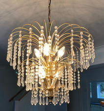 Vintage Chandelier 2 from 1970s or 1980s Living Room metal and acrylic crystals