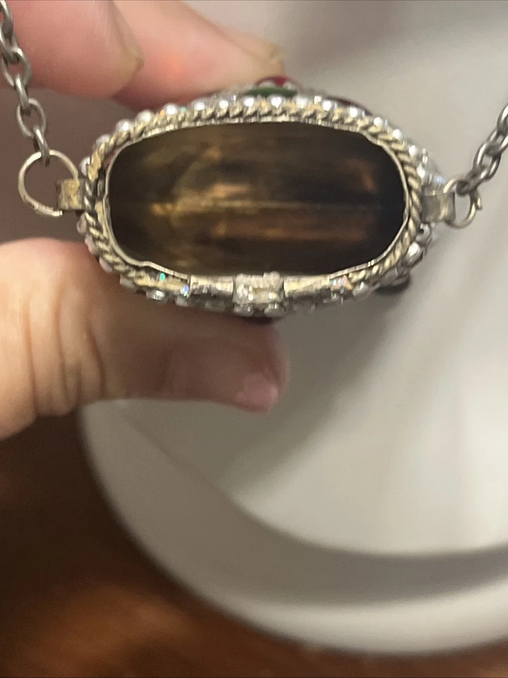 Vintage Tibetano Metal Dinheiro Pílula Bolsa de Armazenamento Amuleto Tintura Dangler Corrente Reparo - Imagem 3 de 4