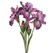 3-Pack Artificial Iris Flowers with Flower Bud 17.7 Inch for Home Purple Red