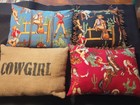 Retro Cowgirl Pinup Set Of 4 Pillows, Homemade Western Cowboy Decor Country Cute — photo 10