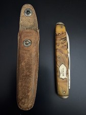 Vintage 2 Blade Folding Pocket Knife Stainless Steel Blade With Original Sheath
