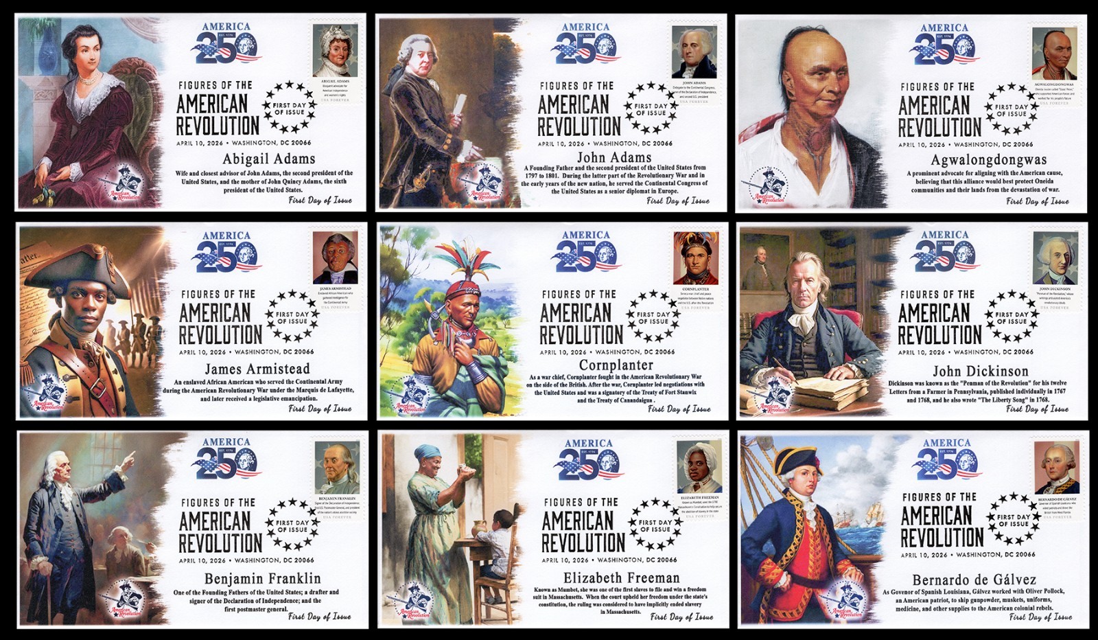 26-128, 2026, SC 6068a-y, Complete Set (25 Covers), Figures of the American Revo