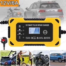 Car Battery Charger 12V 6A Fast Charger Automatic Smart Pulse Repair AGM/GEL