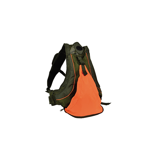 Zaino Gilet trisacca Nylon Verde da caccia CON TASCHE Arancioni alta visibilita'
