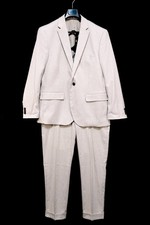 H&M Mens Suit Set Beige Checkered Pattern Single Jacket Size 56 Slacks Size 54