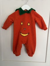 All Mine Baby Pumpkin Halloween Costume 3-6 Months Orange Fleece Romper