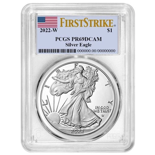 2022-W Proof $1 American Silver Eagle PCGS PR69DCAM FS Flag Label