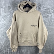 FEAR OF GOD ESSENTIALS Cream Beige Pullover Hoodie Mens Size XXS Streetwear Logo